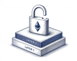 Editorial illustration of an open padlock resting on a layered base platform, symbolizing security built on an open foundation